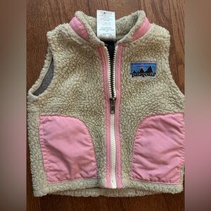 Patagonia Cream and Pink Fleece Vest